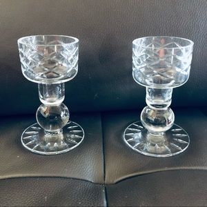Glass Etch Cut Mid Century Candle Lights Set